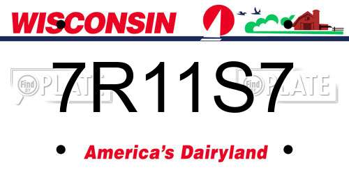 7R11S7 Wisconsin License Plate
