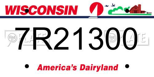 7R21300 Wisconsin License Plate