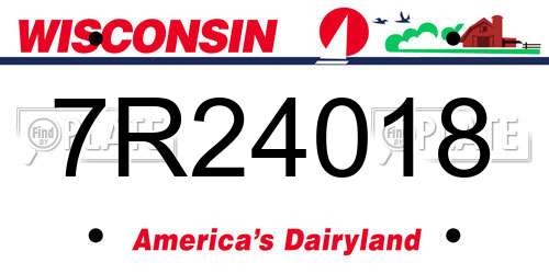 7R24018 Wisconsin License Plate
