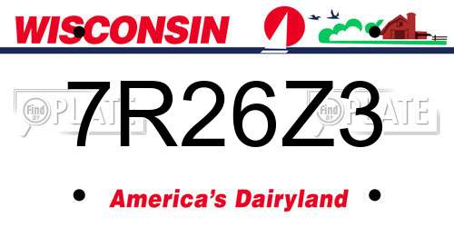 7R26Z3 Wisconsin License Plate
