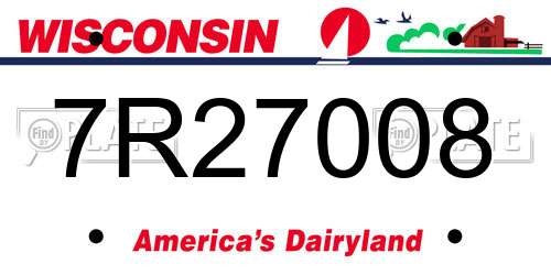 7R27008 Wisconsin License Plate