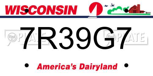 7R39G7 Wisconsin License Plate