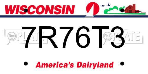 7R76T3 Wisconsin License Plate