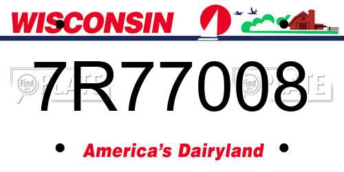 7R77008 Wisconsin License Plate