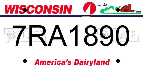 7RA1890 Wisconsin License Plate