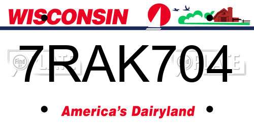 7RAK704 Wisconsin License Plate