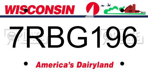 7RBG196 Wisconsin License Plate
