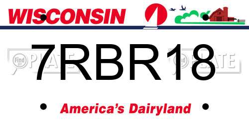 7RBR18 Wisconsin License Plate