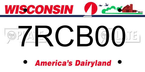 7RCB00 Wisconsin License Plate