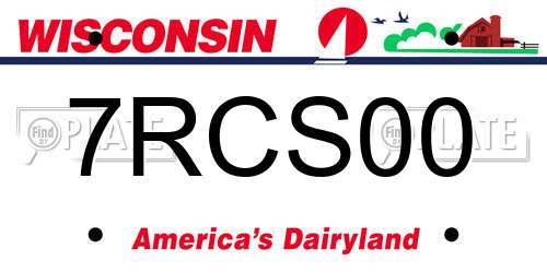 7RCS00 Wisconsin License Plate