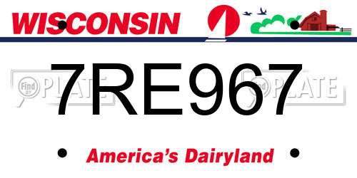 7RE967 Wisconsin License Plate
