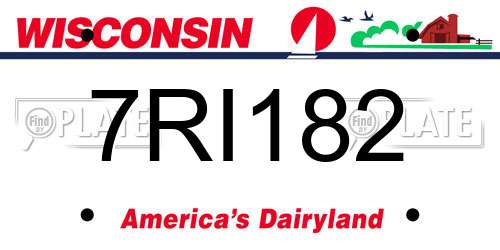 7RI182 Wisconsin License Plate