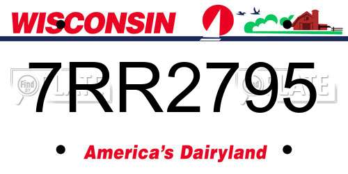 7RR2795 Wisconsin License Plate