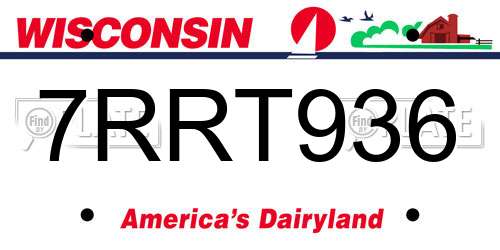 7RRT936 Wisconsin License Plate