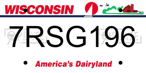 7RSG196 Wisconsin License Plate