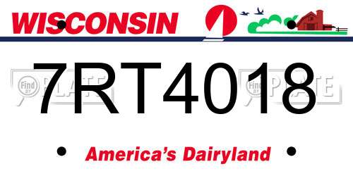 7RT4018 Wisconsin License Plate