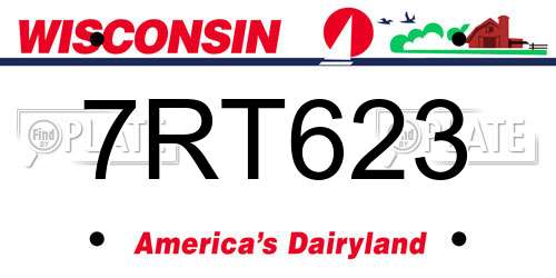 7RT623 Wisconsin License Plate