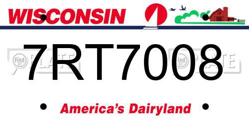 7RT7008 Wisconsin License Plate