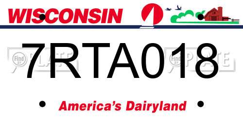 7RTA018 Wisconsin License Plate