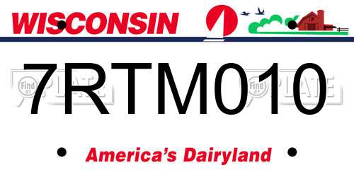 7RTM010 Wisconsin License Plate