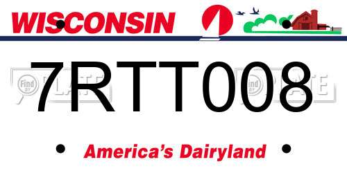 7RTT008 Wisconsin License Plate