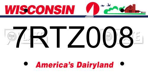 7RTZ008 Wisconsin License Plate