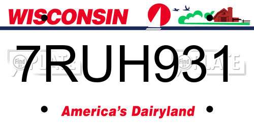 7RUH931 Wisconsin License Plate