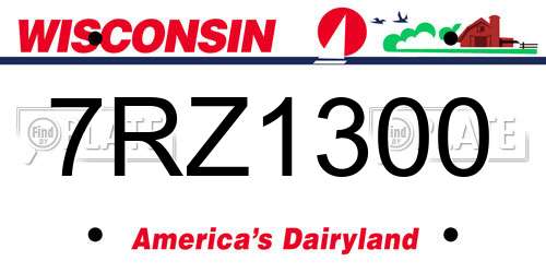 7RZ1300 Wisconsin License Plate