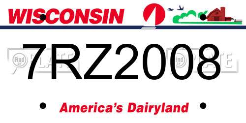 7RZ2008 Wisconsin License Plate