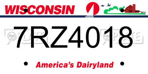 7RZ4018 Wisconsin License Plate