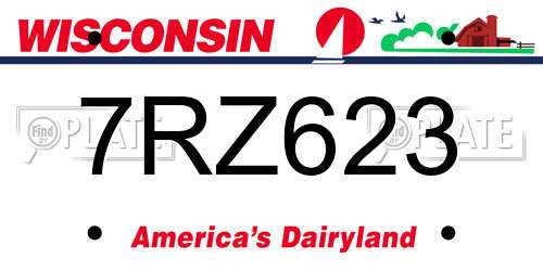 7RZ623 Wisconsin License Plate