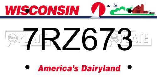 7RZ673 Wisconsin License Plate