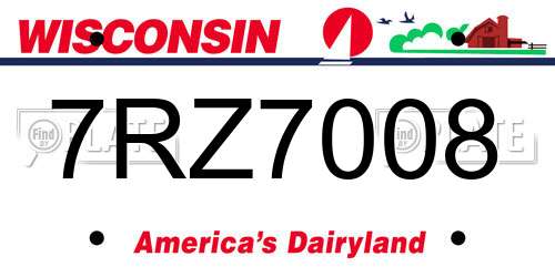 7RZ7008 Wisconsin License Plate