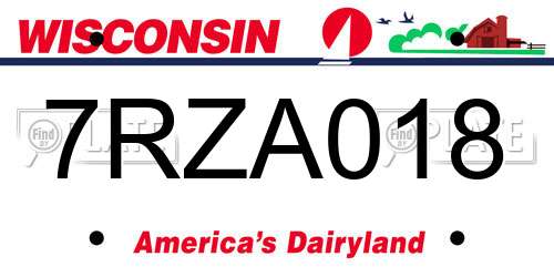 7RZA018 Wisconsin License Plate