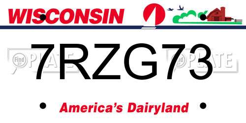 7RZG73 Wisconsin License Plate