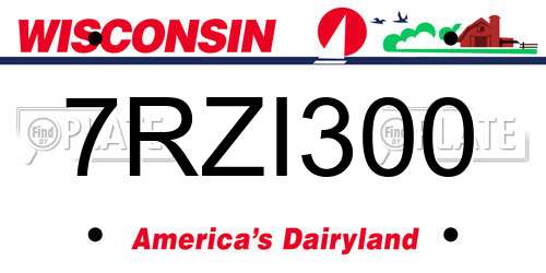 7RZI300 Wisconsin License Plate