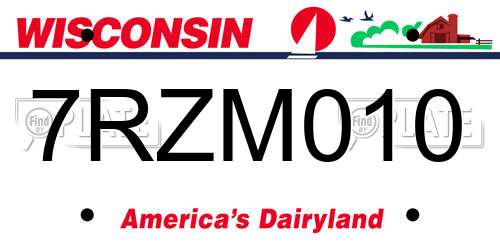 7RZM010 Wisconsin License Plate