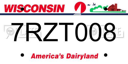 7RZT008 Wisconsin License Plate