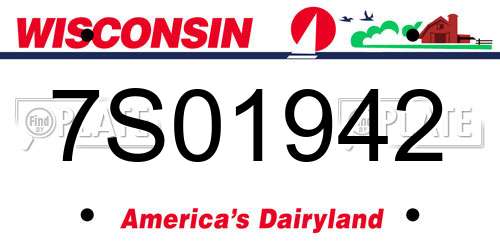 7S01942 Wisconsin License Plate