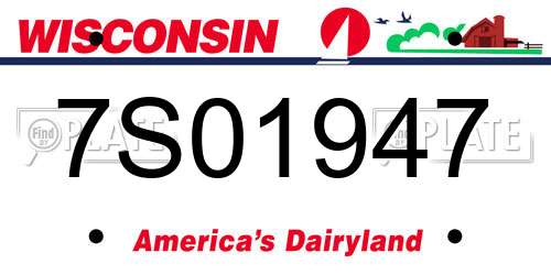 7S01947 Wisconsin License Plate