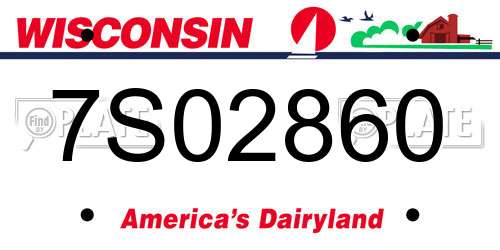 7S02860 Wisconsin License Plate