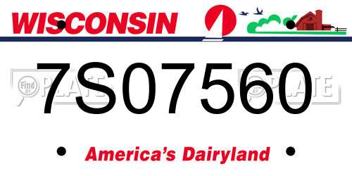 7S07560 Wisconsin License Plate