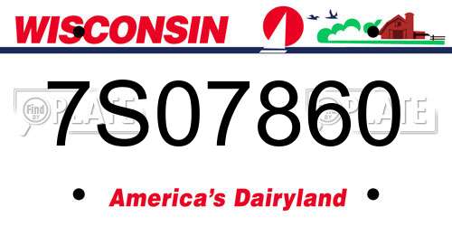 7S07860 Wisconsin License Plate
