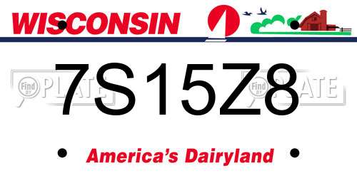 7S15Z8 Wisconsin License Plate