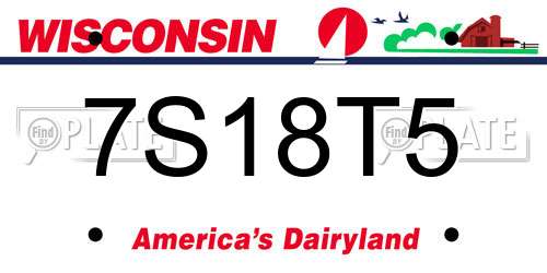 7S18T5 Wisconsin License Plate
