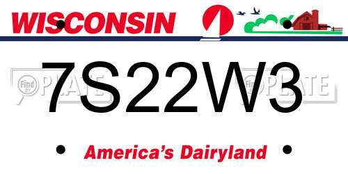 7S22W3 Wisconsin License Plate