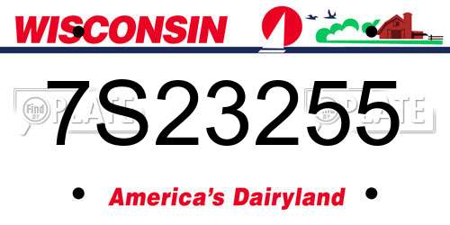 7S23255 Wisconsin License Plate