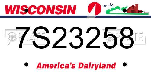 7S23258 Wisconsin License Plate