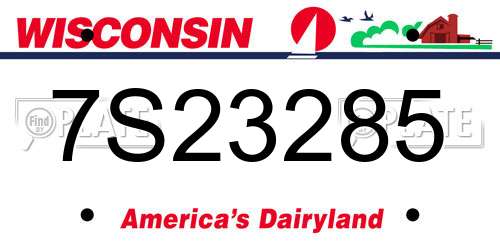 7S23285 Wisconsin License Plate
