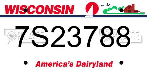 7S23788 Wisconsin License Plate